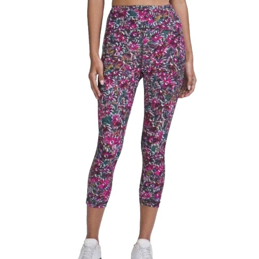 Lululemon Women’s Swift Speed‎ High Rise Crop 21” Size 2 FELM floral fushia